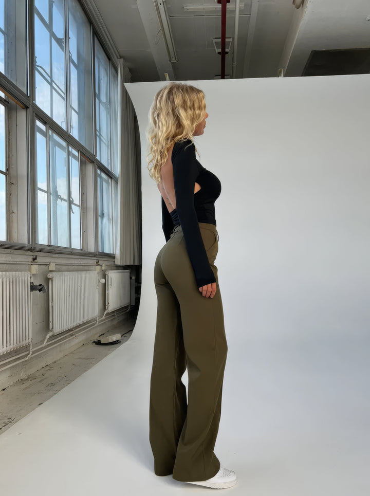Stylish High-Waisted Trousers - Luna-Green-S-Nora Luxe