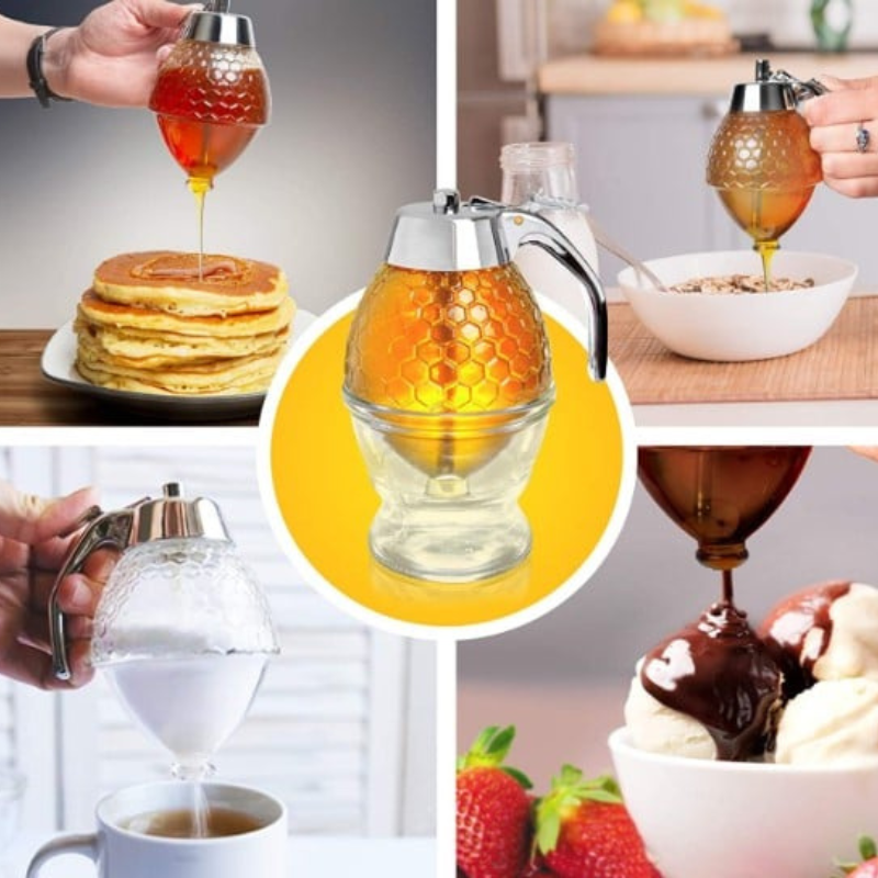 Stylish Honey Dispenser with Drip-Free Technology - AmberDrop-Nora Luxe