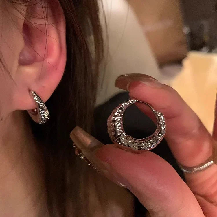 Stylish Hoop Earrings - Noor-Silver-Nora Luxe