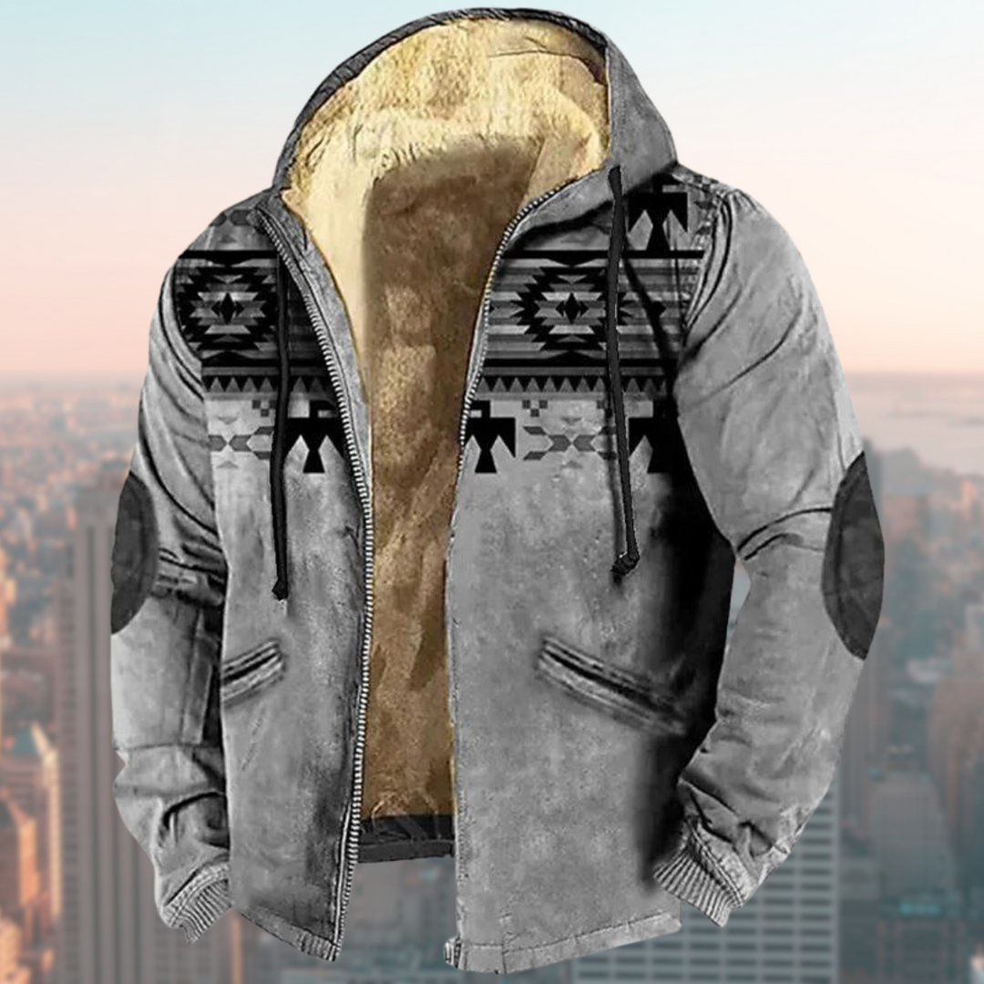 Stylish Jacket with Indigenous Print - Liam-Gray-XS-Nora Luxe