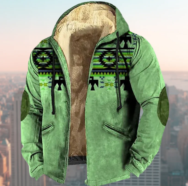 Stylish Jacket with Indigenous Print - Liam-Green-XS-Nora Luxe