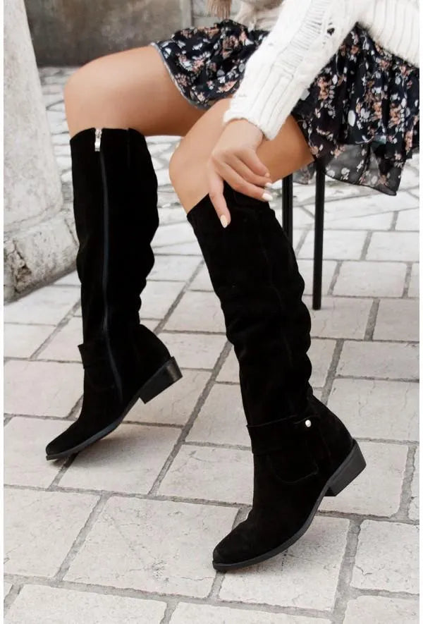 Stylish Knee-High Winter Boots for Women - Frost-Black-4.0-Nora Luxe