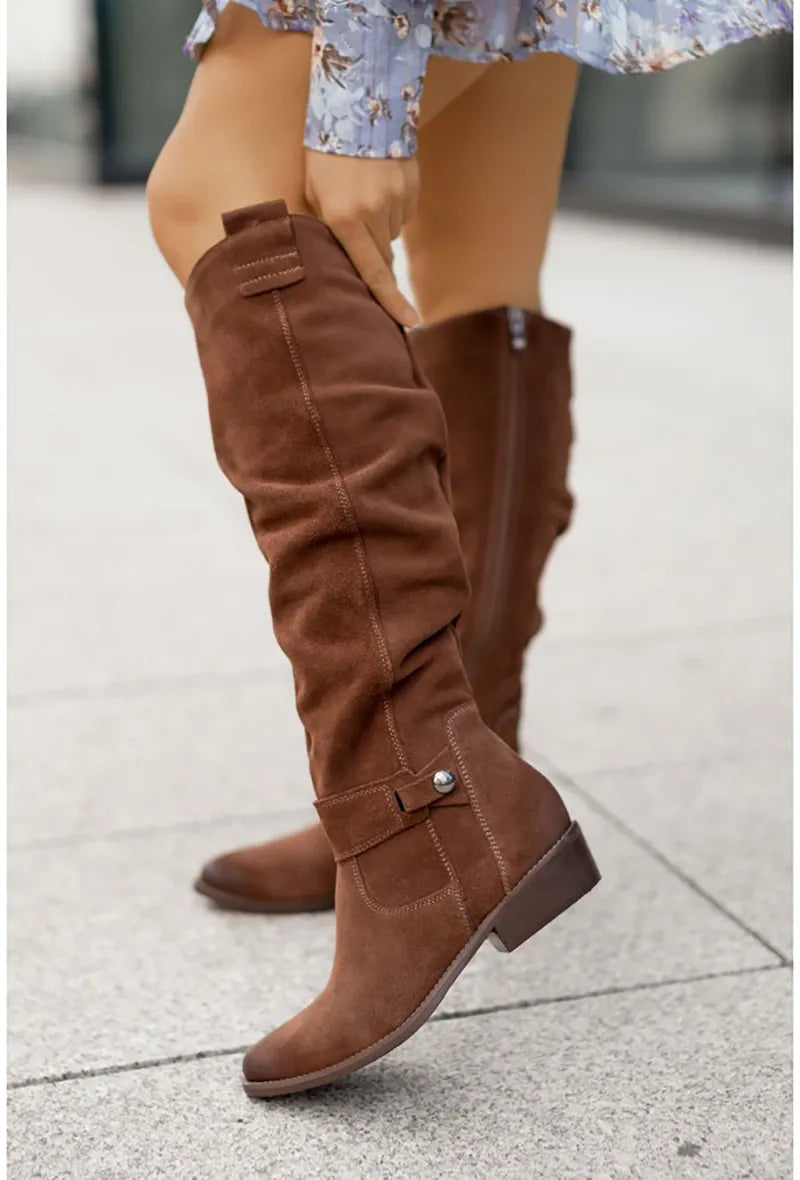Stylish Knee-High Winter Boots for Women - Frost-Brown-4.0-Nora Luxe