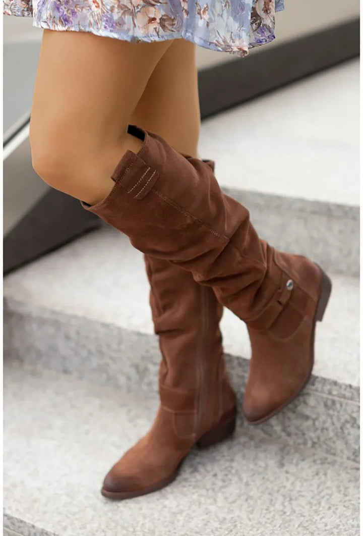 Stylish Knee-High Winter Boots for Women - Frost-Chocolate Brown-4.0-Nora Luxe