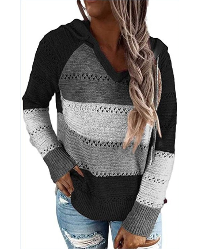 Stylish Knitted Ladies' Sweater - Aurora-Black-S-Nora Luxe