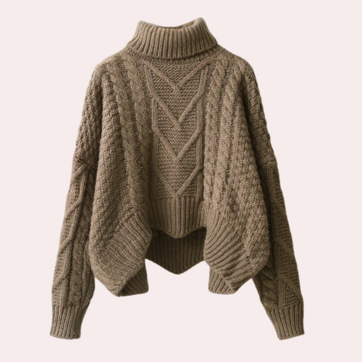 Stylish Knitted Turtleneck for Women - Lina-Khaki-Nora Luxe