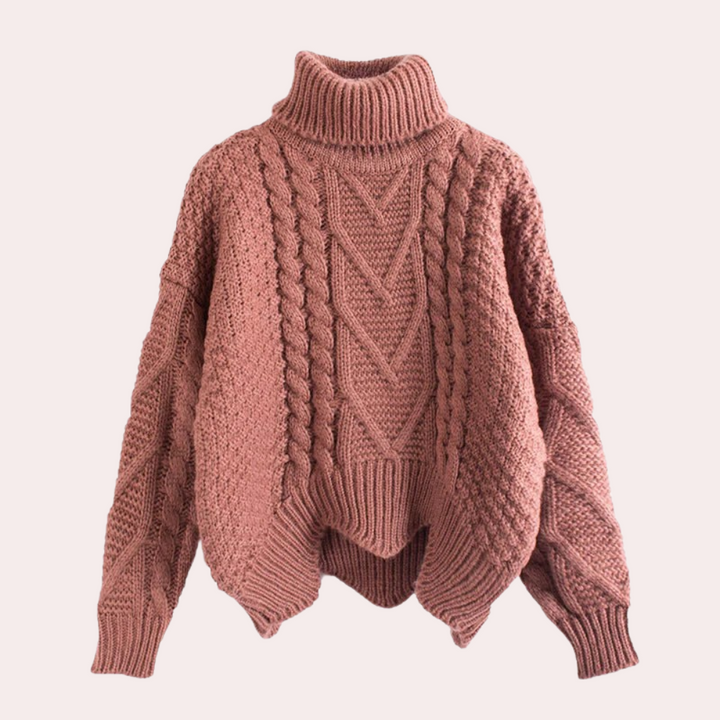 Stylish Knitted Turtleneck for Women - Lina-Red-Nora Luxe