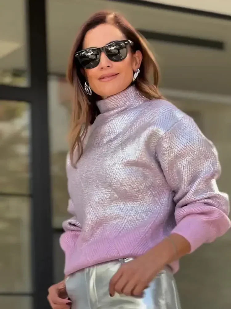 Stylish Knitted Women's Sweater with Gradient - Camille-Purple-S-Nora Luxe