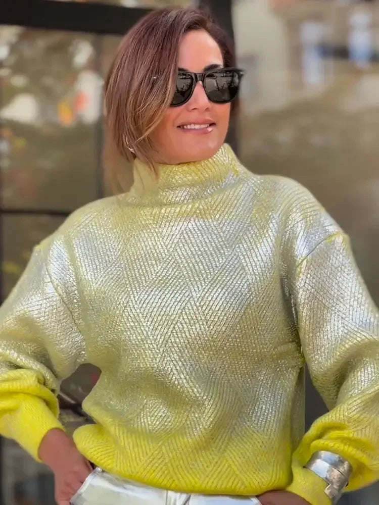 Stylish Knitted Women's Sweater with Gradient - Camille-Yellow-S-Nora Luxe