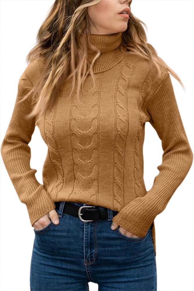 Stylish Knitted Women's Turtleneck - Denise-Apricot-S-Nora Luxe