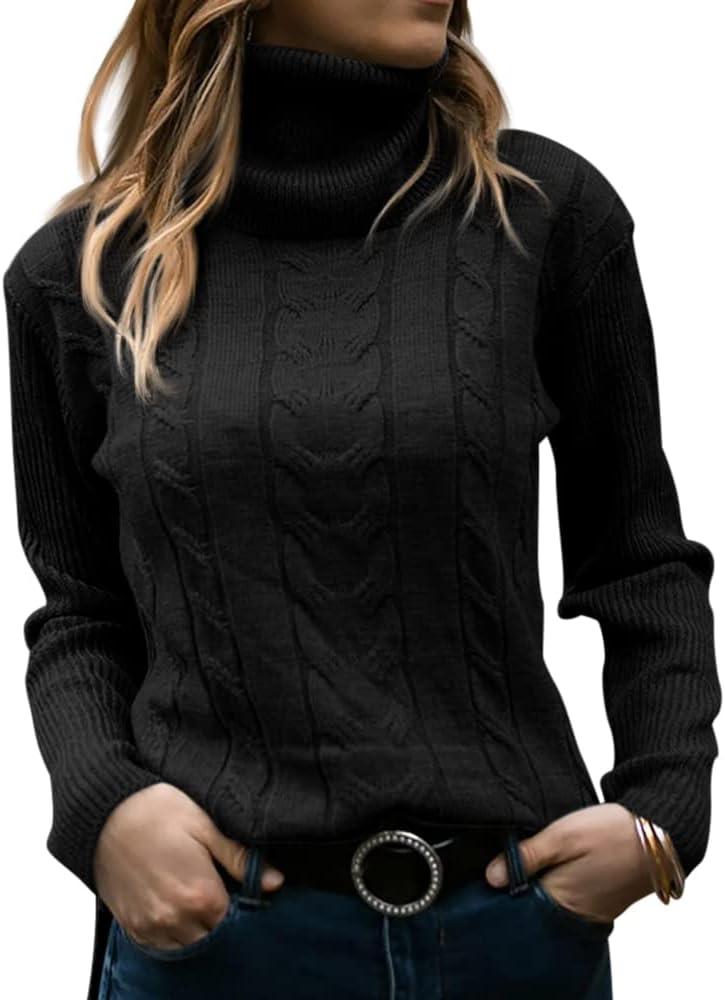 Stylish Knitted Women's Turtleneck - Denise-Black-S-Nora Luxe