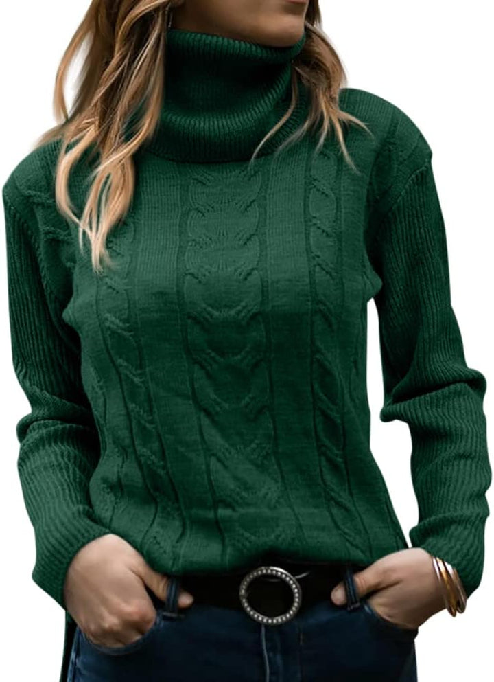 Stylish Knitted Women's Turtleneck - Denise-Dark Green-S-Nora Luxe