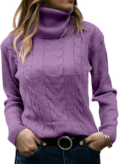 Stylish Knitted Women's Turtleneck - Denise-Lilac-S-Nora Luxe