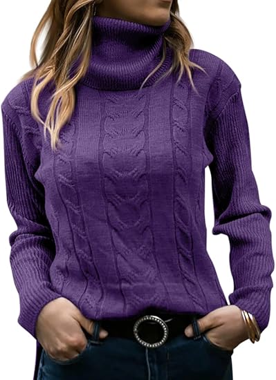 Stylish Knitted Women's Turtleneck - Denise-Purple-S-Nora Luxe