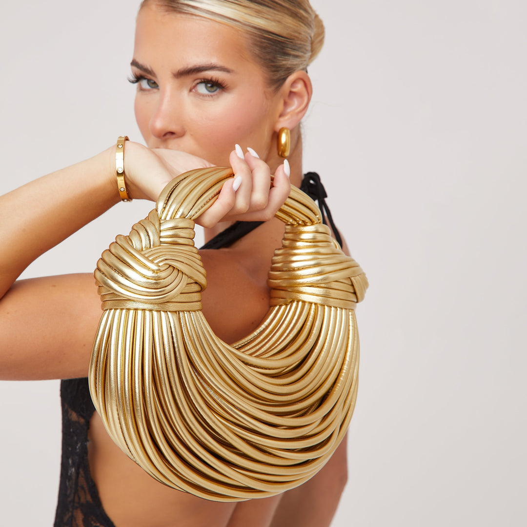 Stylish Knotted Shoulder Bag - Kiana-Gold-Nora Luxe