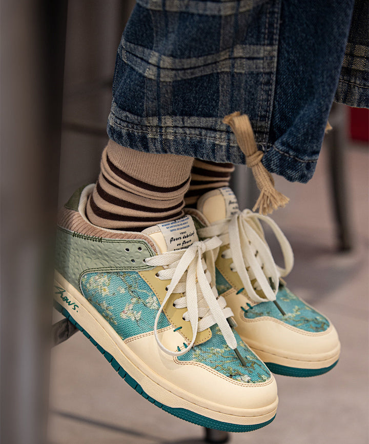 Stylish ladies' and men's art sneakers with almond blossom print – Arta-3-Nora Luxe