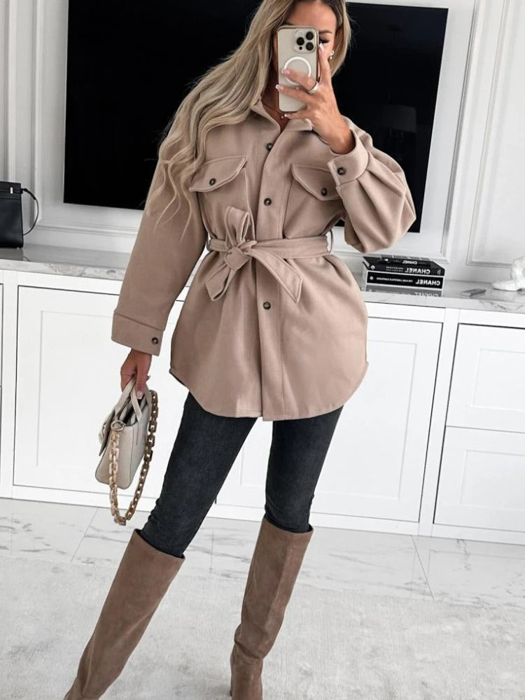 Stylish Ladies Blazer - Elina-Khaki-S-Nora Luxe