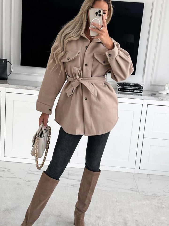 Stylish Ladies Blazer - Elina-Khaki-S-Nora Luxe