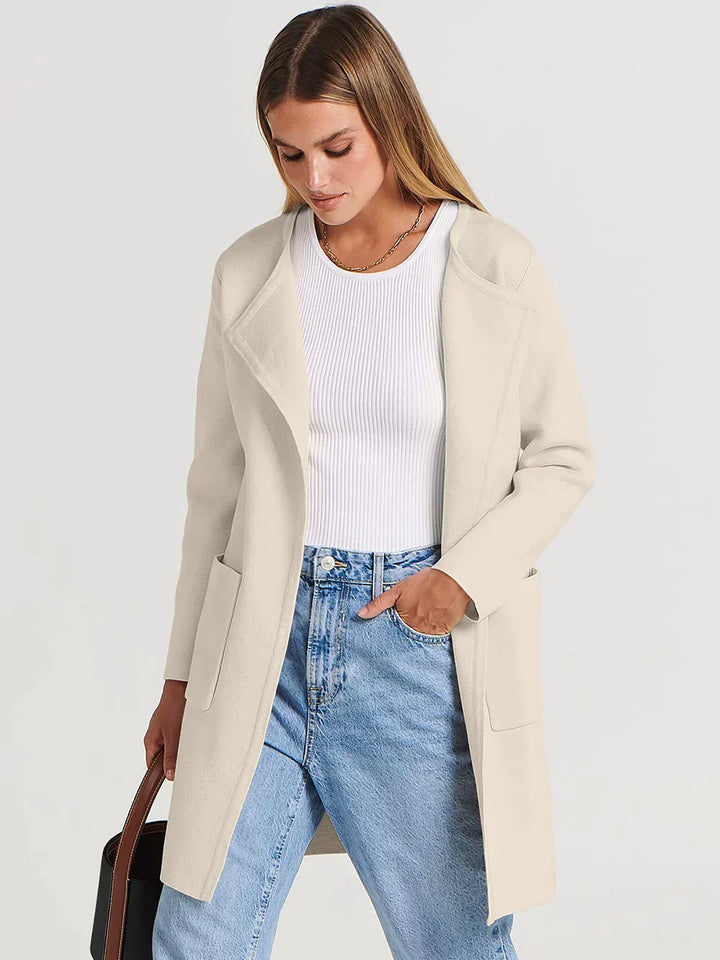Stylish Ladies' Cardigan - Djamila-Beige-S (4-6)-Nora Luxe