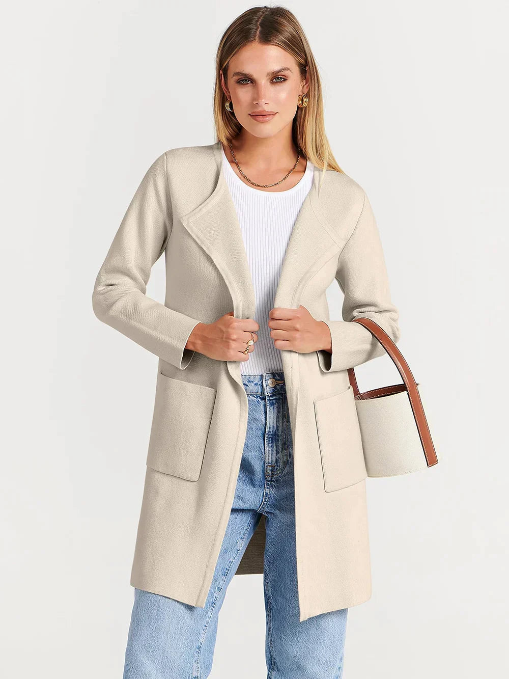 Stylish Ladies' Cardigan - Djamila-Brown-S (4-6)-Nora Luxe