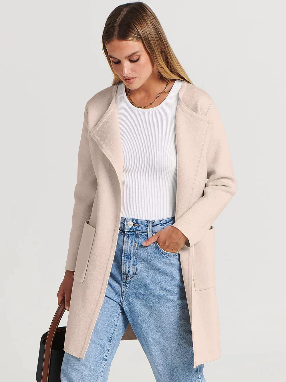Stylish Ladies' Cardigan - Djamila-Brown-S (4-6)-Nora Luxe