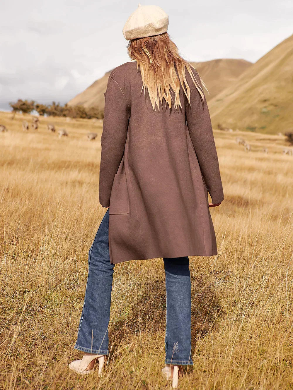 Stylish Ladies' Cardigan - Djamila-Brown-S (4-6)-Nora Luxe