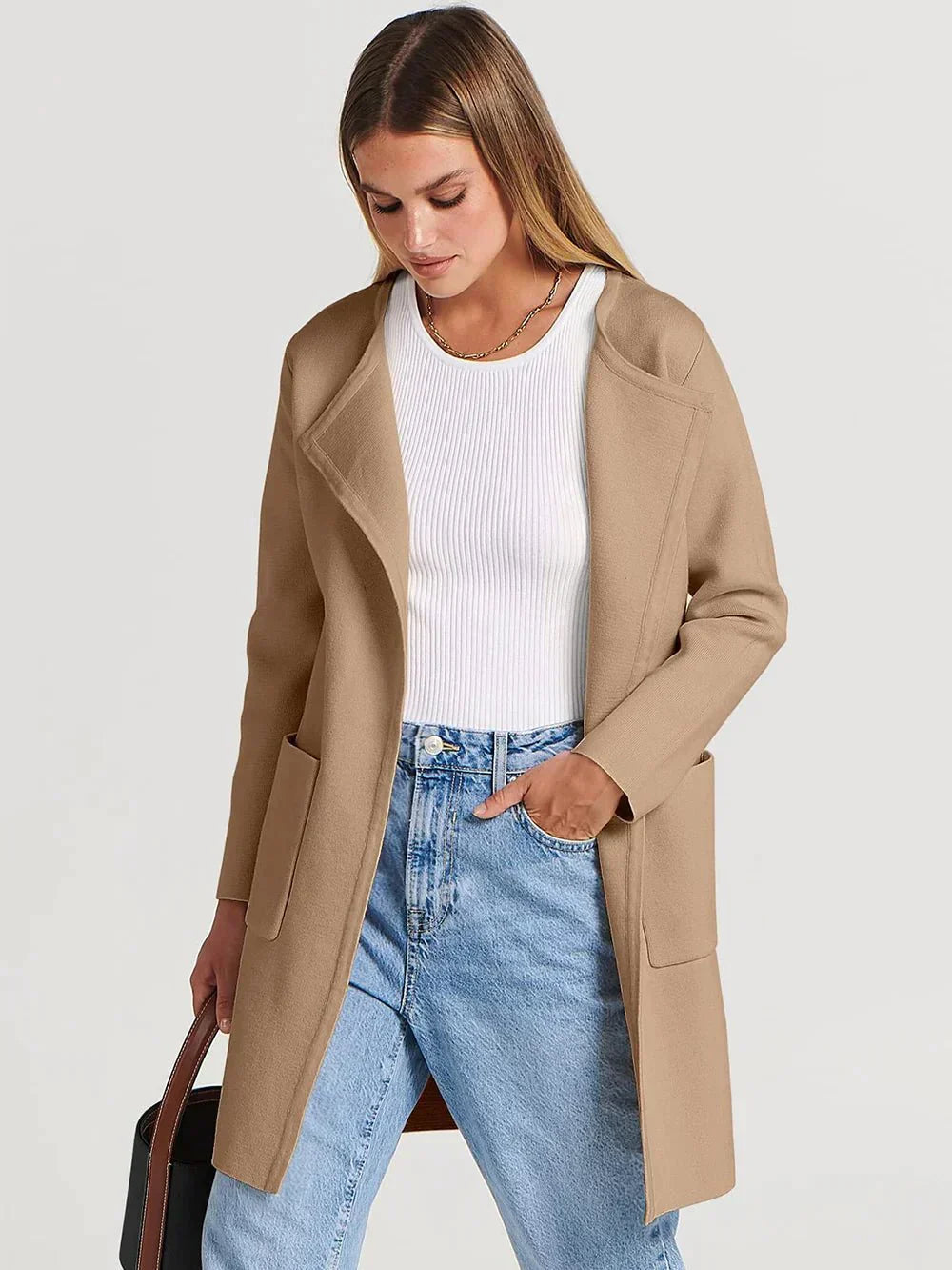 Stylish Ladies' Cardigan - Djamila-Brown-S (4-6)-Nora Luxe