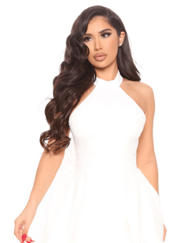 Stylish ladies' summer dress with halter neck – Malia-Black-S-Nora Luxe