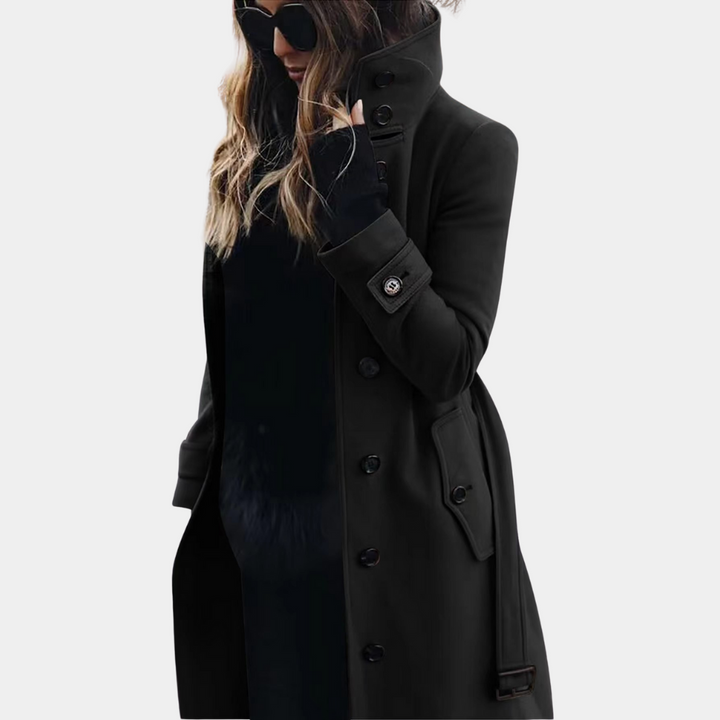 Stylish Ladies Trench Coat - Vivienne-Black-XS-Nora Luxe
