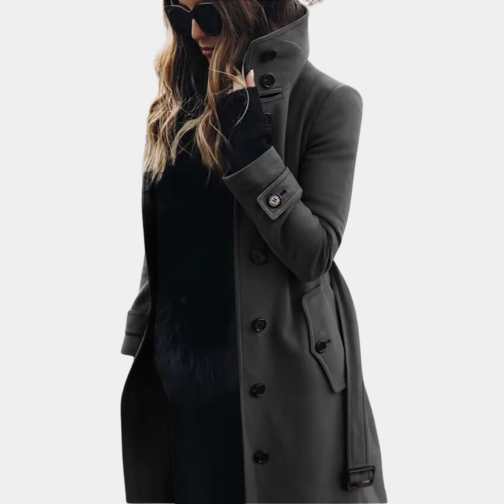 Stylish Ladies Trench Coat - Vivienne-Dark gray-XS-Nora Luxe
