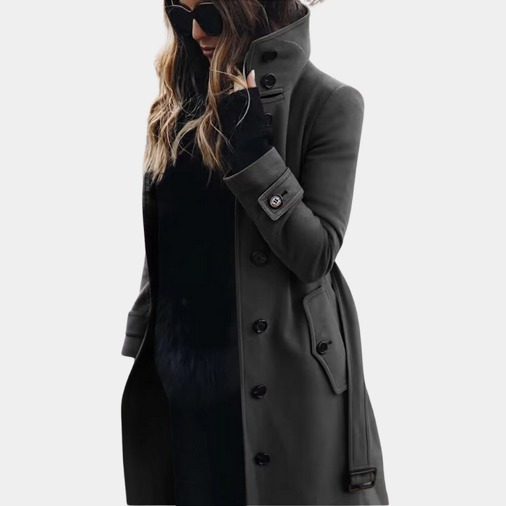 Stylish Ladies Trench Coat - Vivienne-Dark gray-XS-Nora Luxe