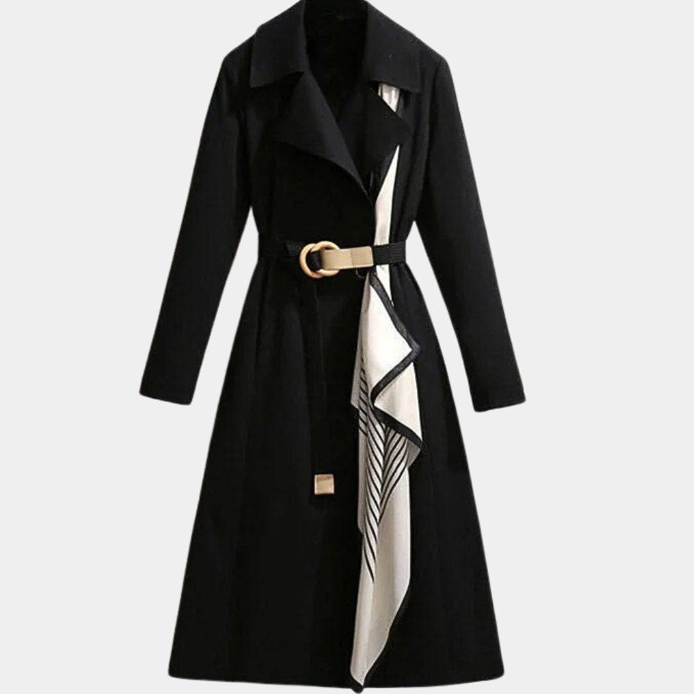 Stylish Ladies Trench Coat with Belt - Noa-Black-XS-Nora Luxe