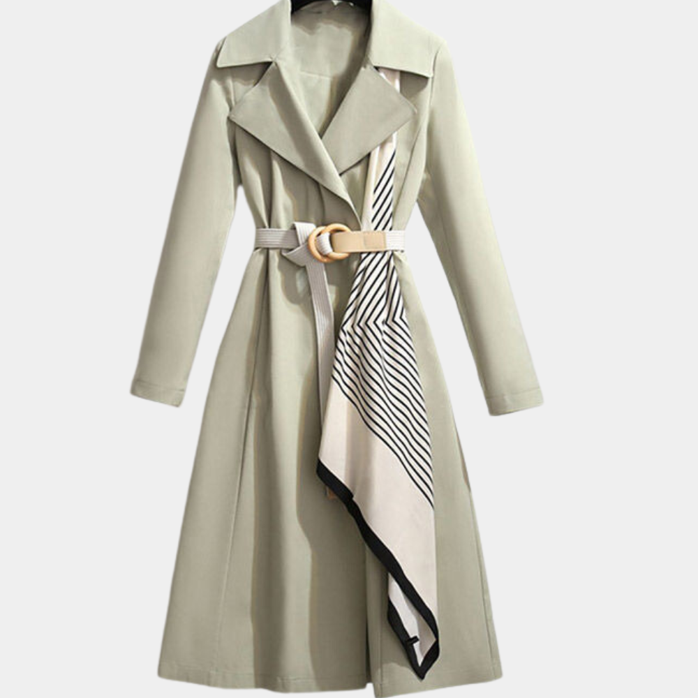Stylish Ladies Trench Coat with Belt - Noa-Green-XS-Nora Luxe