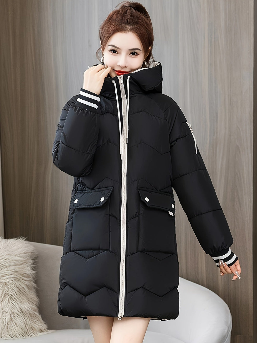 Stylish Ladies Winter Coat - Sophie-Black-S-Nora Luxe