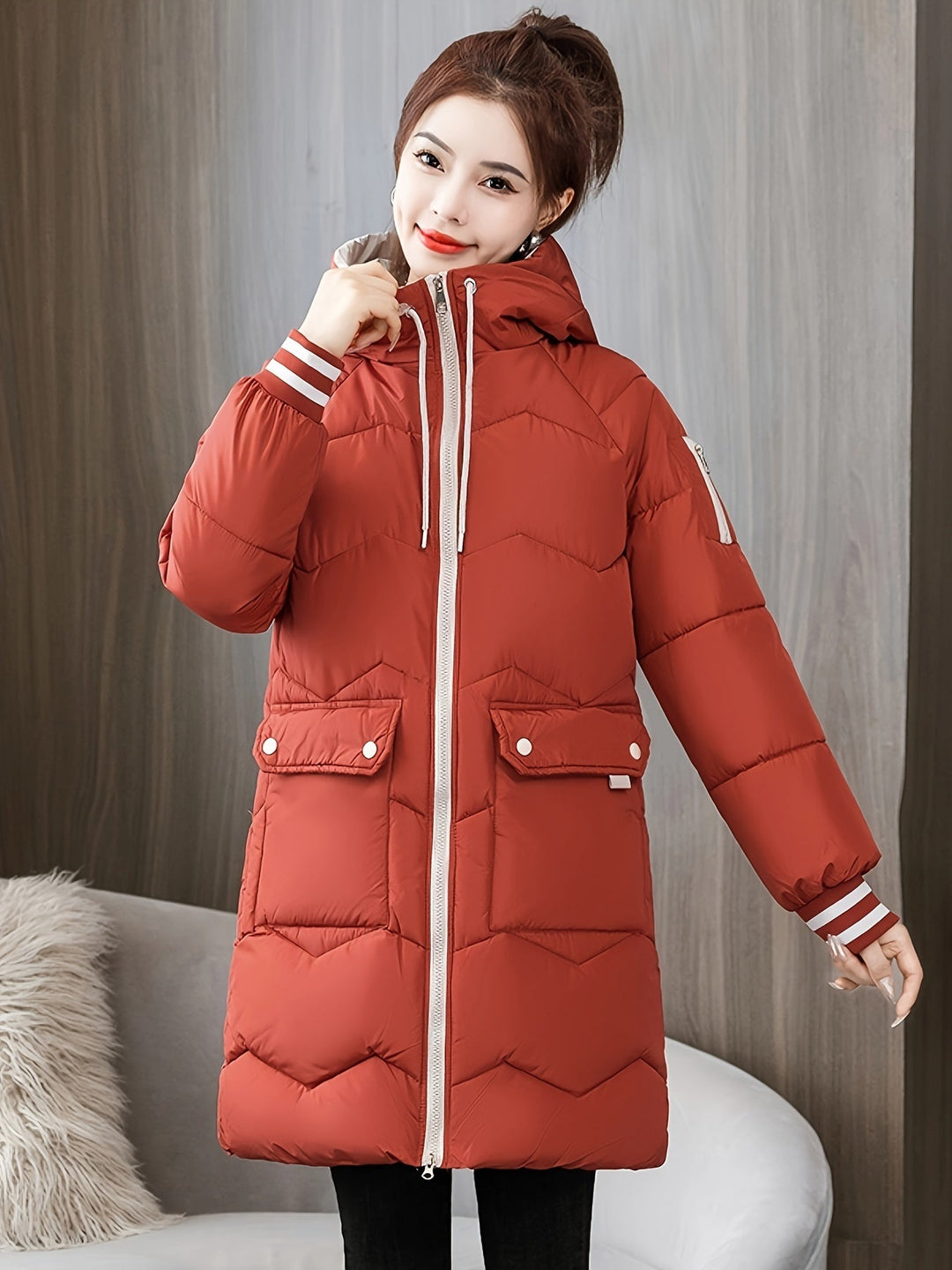 Stylish Ladies Winter Coat - Sophie-Red-S-Nora Luxe