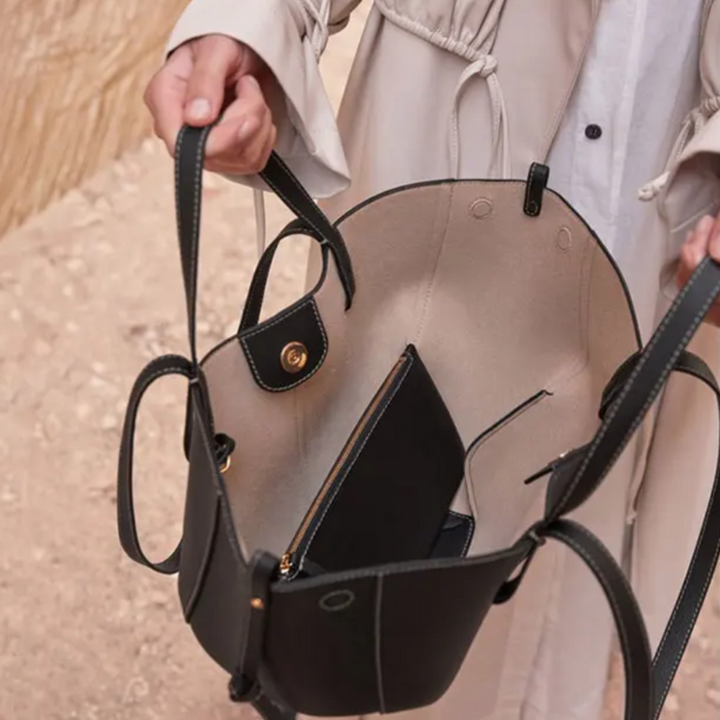 Stylish Leather Handbag - Adeline-Black-Nora Luxe