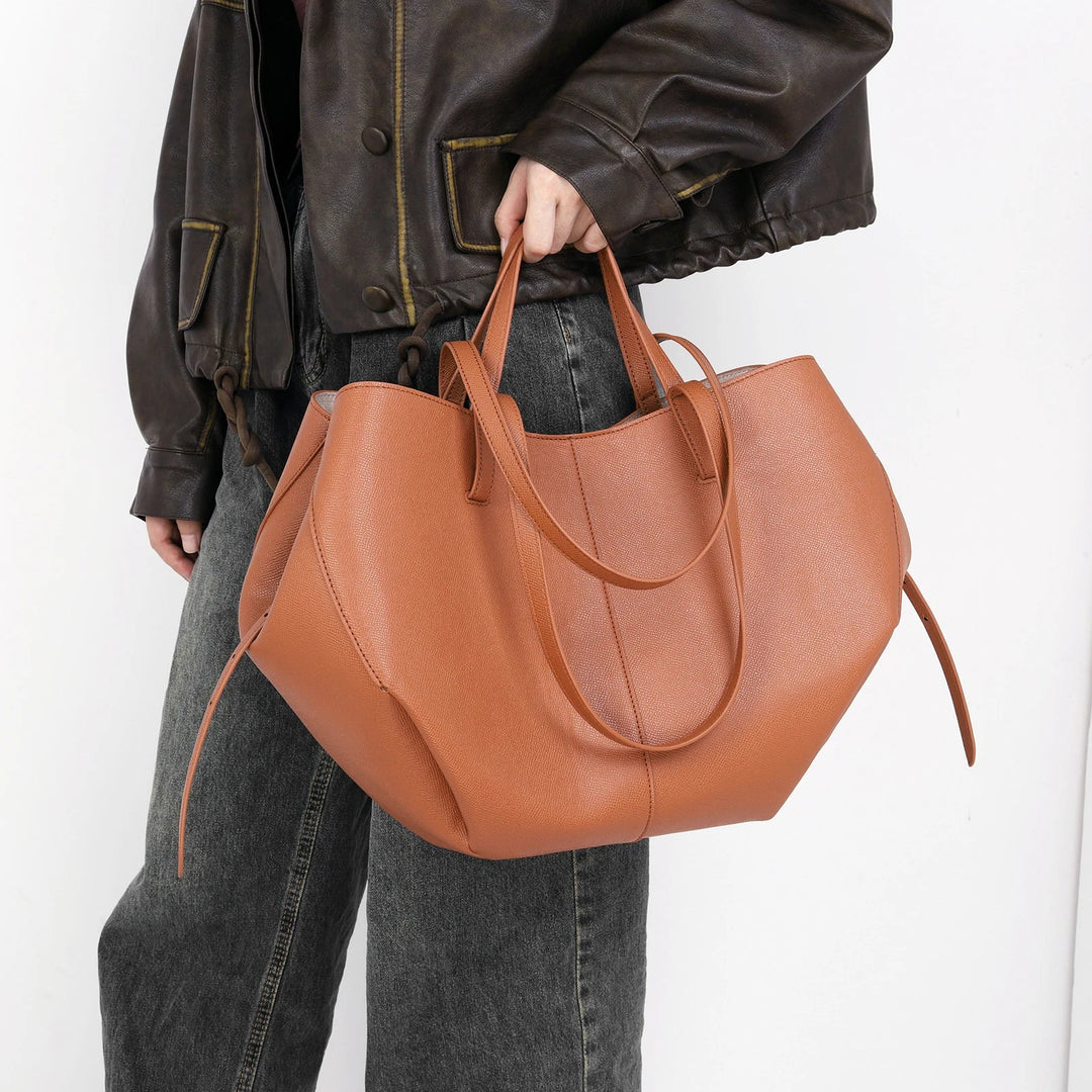Stylish Leather Handbag - Adeline-Black-Nora Luxe