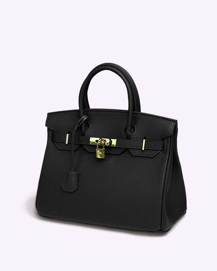 Stylish Leather Handbag - Liana-Black-M-Nora Luxe
