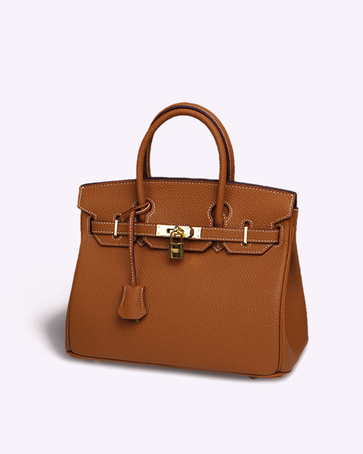 Stylish Leather Handbag - Liana-Brown-M-Nora Luxe