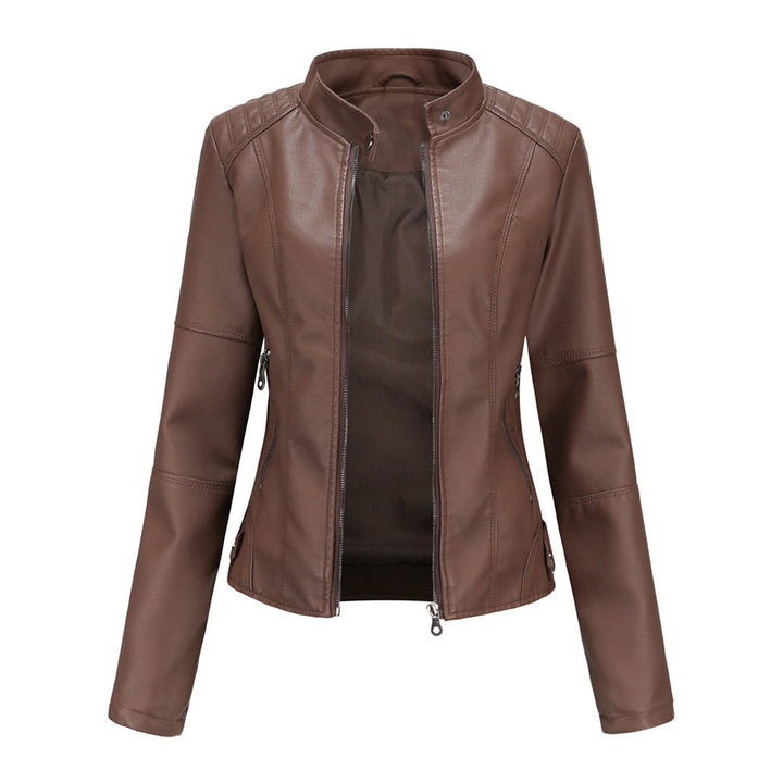Stylish Leather Ladies' Jacket - Romy-Dark brown-XS-Nora Luxe