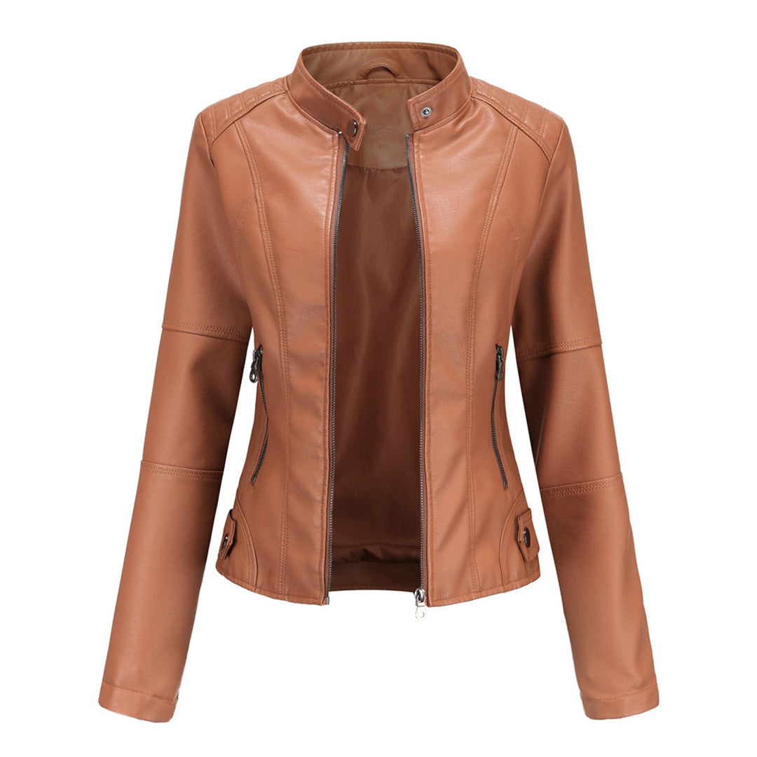 Stylish Leather Ladies' Jacket - Romy-Light brown-XS-Nora Luxe