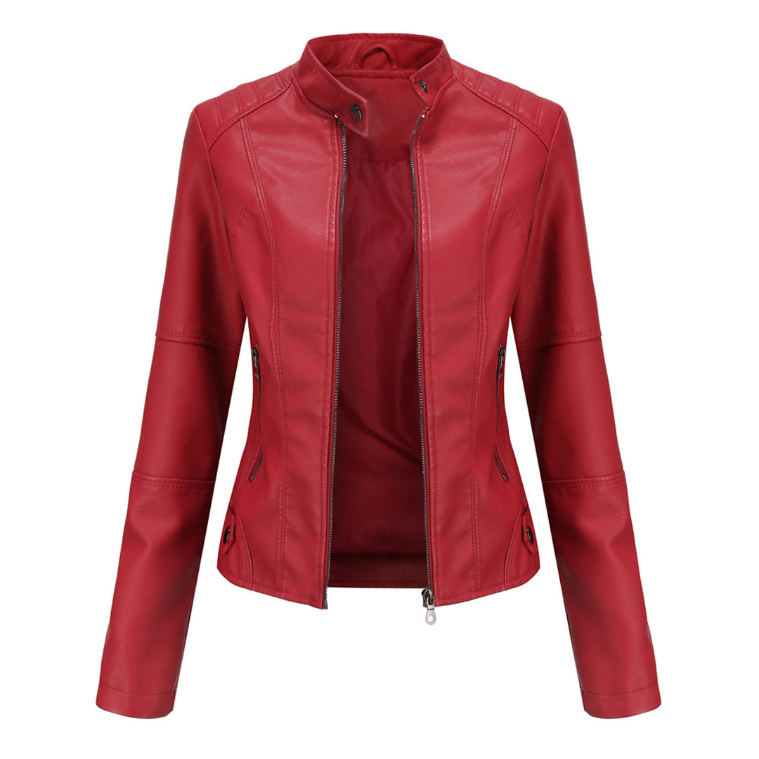 Stylish Leather Ladies' Jacket - Romy-Red-XS-Nora Luxe