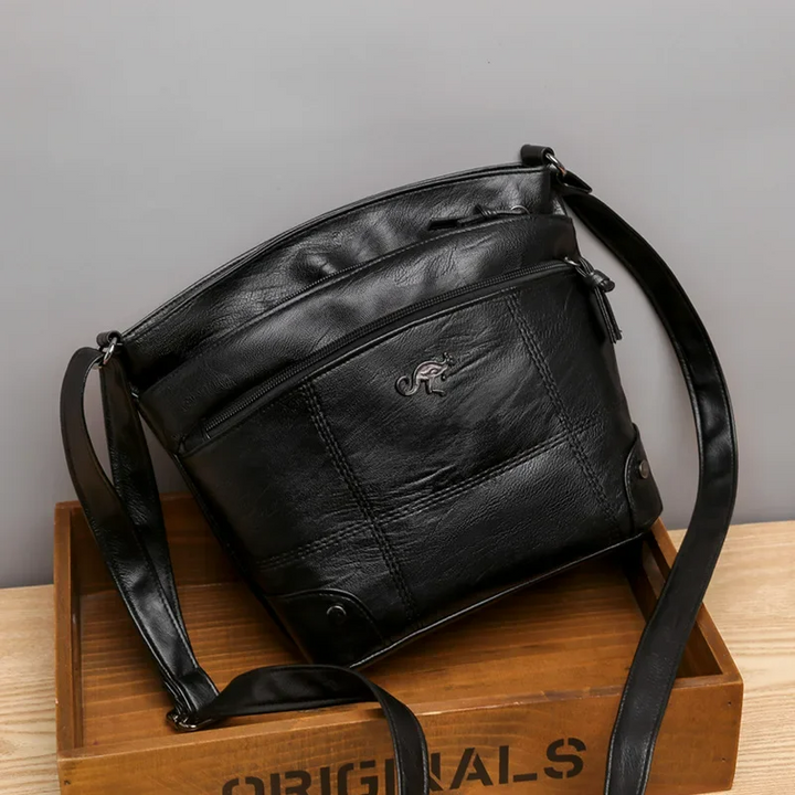 Stylish Leather Ladies Shoulder Bag - Sabrina-Black-Nora Luxe
