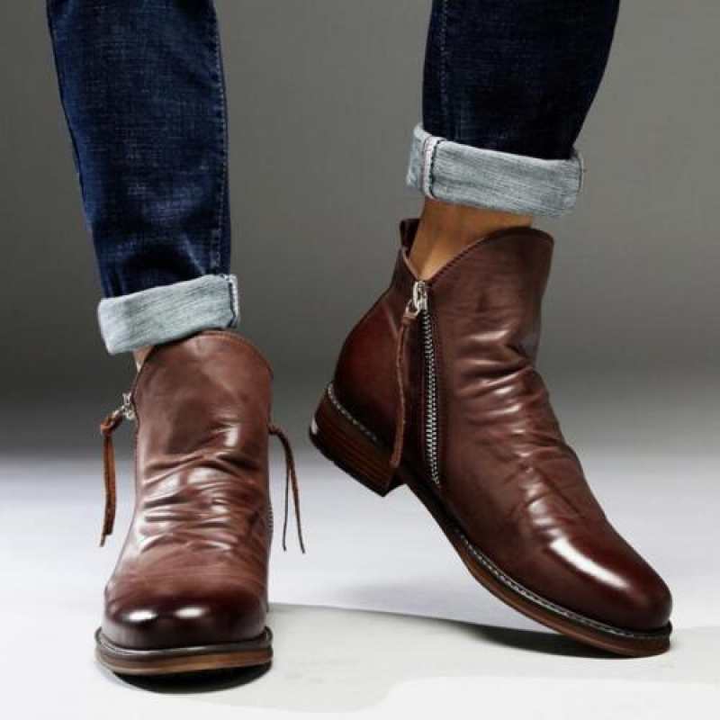 Stylish Leather Men's Boots - Milan-Black-5.5-Nora Luxe