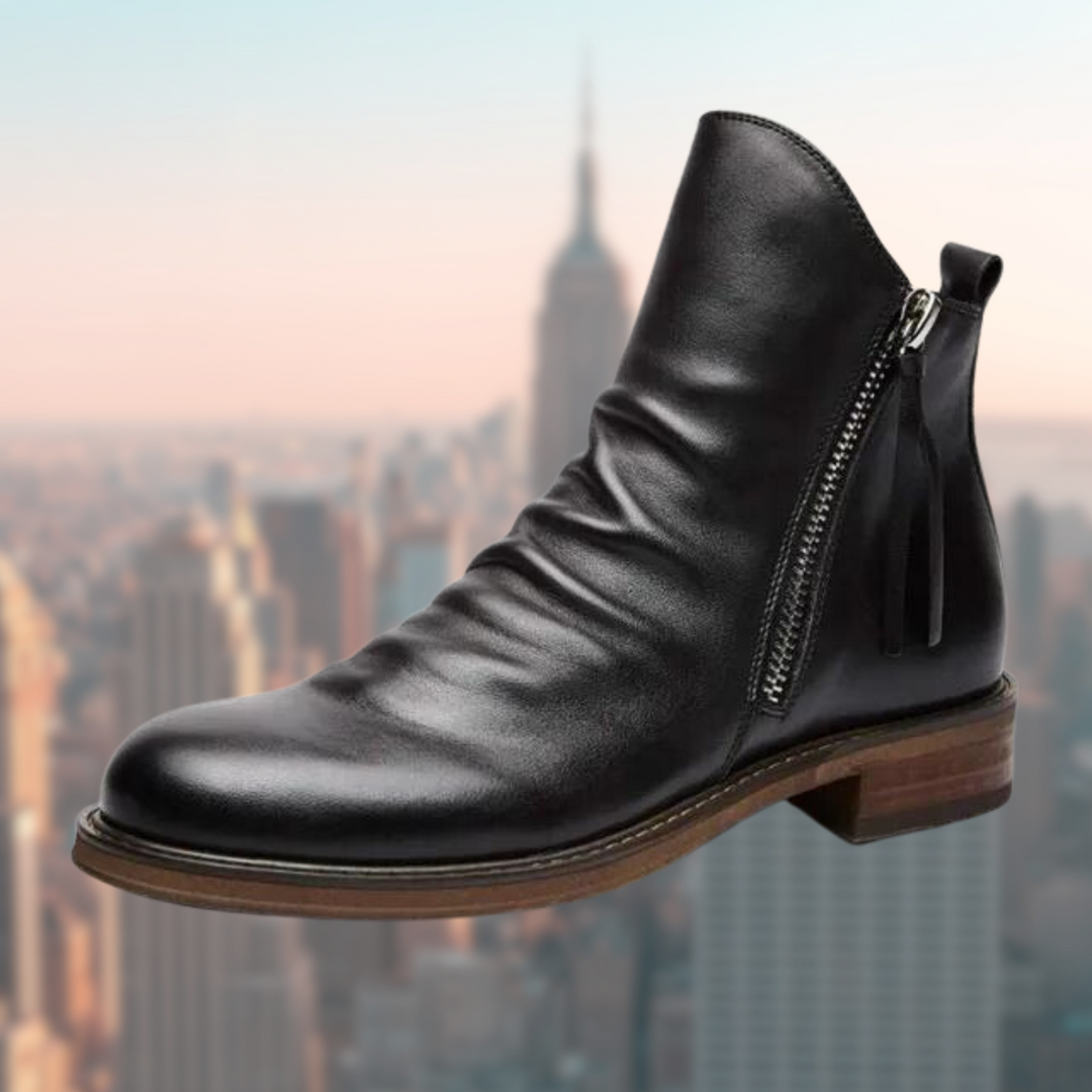 Stylish Leather Men's Boots - Milan-Black-5.5-Nora Luxe