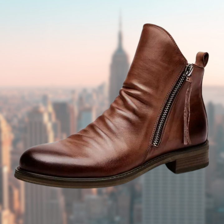 Stylish Leather Men's Boots - Milan-Brown-5.5-Nora Luxe