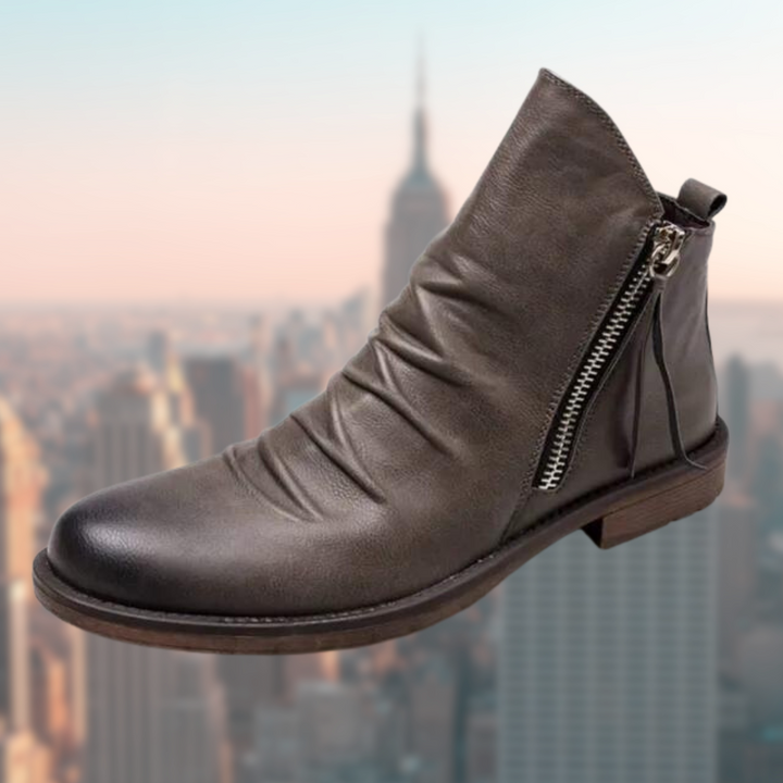 Stylish Leather Men's Boots - Milan-Gray-5.5-Nora Luxe