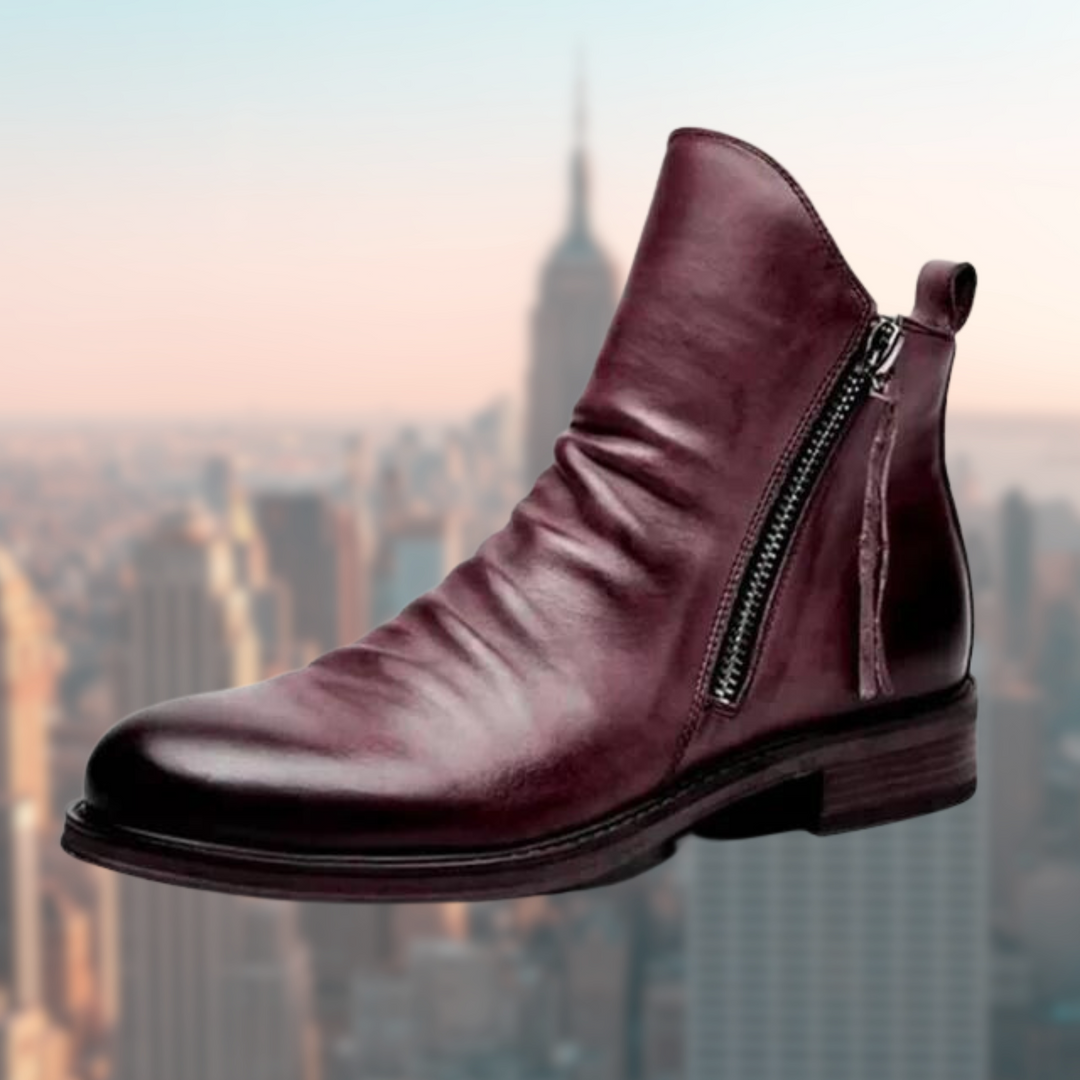 Stylish Leather Men's Boots - Milan-Red-5.5-Nora Luxe