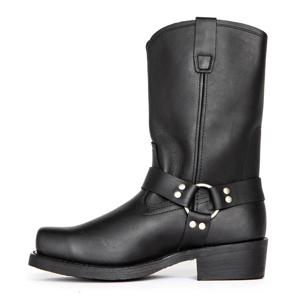 Stylish Leather Men's Cowboy Boots - Darius-Black-6.5-Nora Luxe