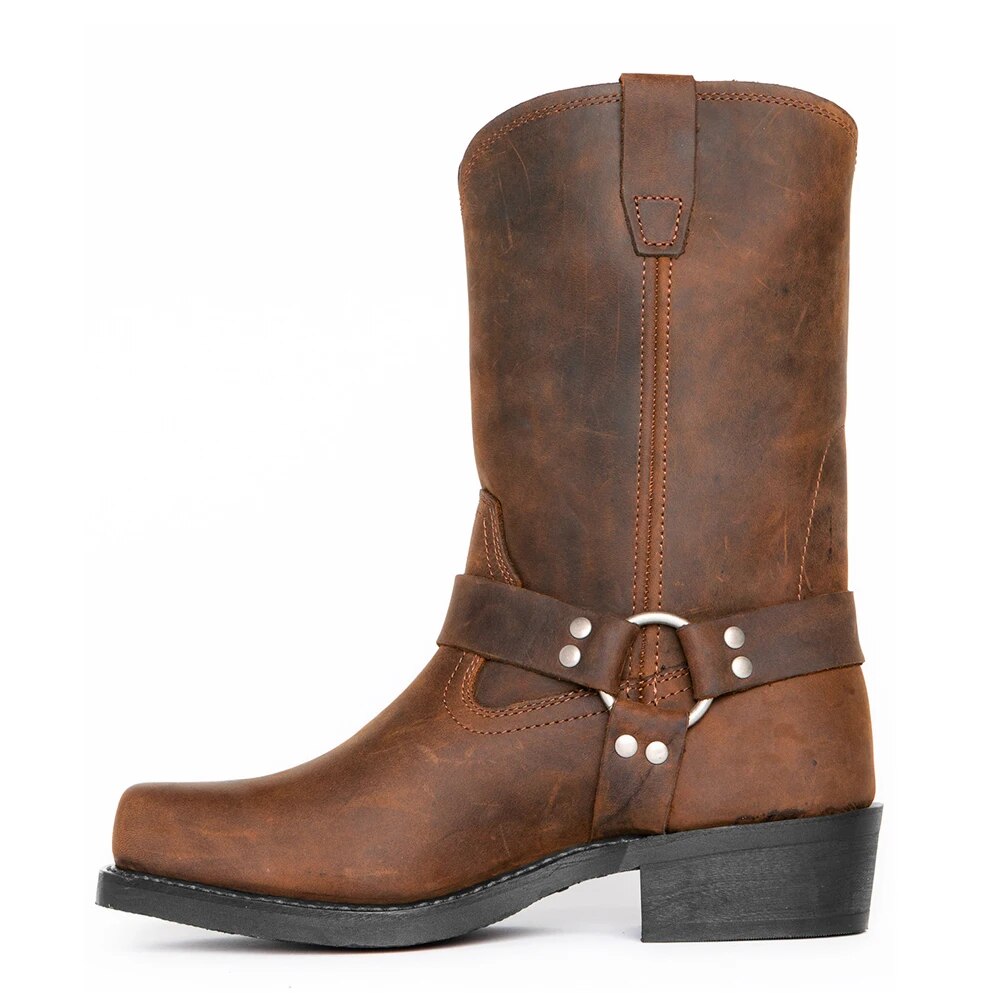 Stylish Leather Men's Cowboy Boots - Darius-Brown-6.5-Nora Luxe